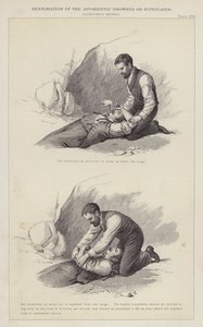 Herstel van de schijnbaar verdronken of verstikte (gravure) door English School