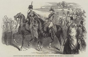 Terugkeer van Zijne Koninklijke Hoogheid Prins Albert en Zijne Genade de Hertog van Wellington van de Review op Wimbledon Common door English School