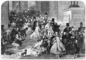 Terugkerend van de dagvoorstelling van de pantomime door English School
