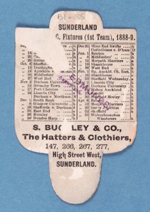 Achterkant van Kan niet Verslagen worden. Speel op Sunderland. Buckleys Hoeden