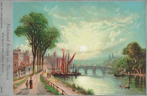 Richmond Bridge aan de rivier de Theems door English School
