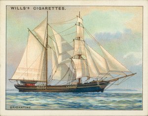 Tuig van schepen: Brigantine (kleurenlitho) door English School