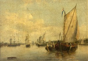Rivierscène met schepen door English School