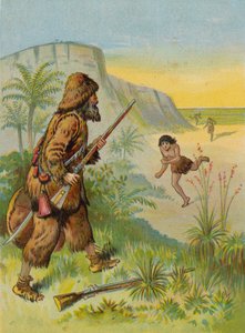 Robinson Crusoe redt het leven van Vrijdag