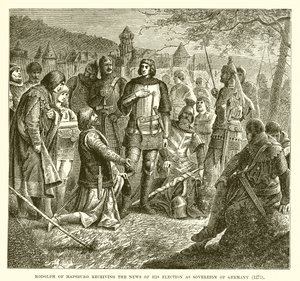 Rudolf van Habsburg ontvangt het nieuws van zijn verkiezing tot soeverein van Duitsland (1273) door English School