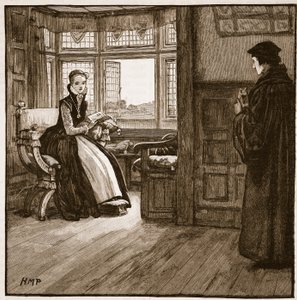 Bezoek van Roger Ascham aan Lady Jane Grey, illustratie uit Cassells Geïllustreerde Geschiedenis van Engeland door English School