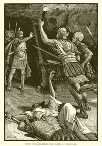 Romeinse soldaten steken de tempel van Jeruzalem in brand door English School