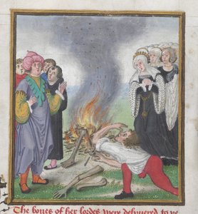 Theseus verbrandt de lichamen van de Atheners gedood door koning Creon van Thebe, uit het 