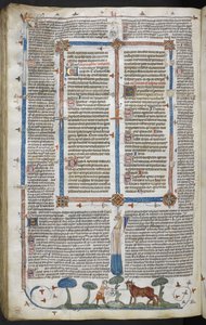 Royal 10 E IV fol. 294v Man die een os aanvalt, uit de Smithfield Decretals (Decretals van Gregory IX) c.1340