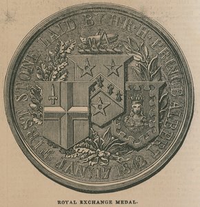 Royal Exchange Medaille, geslagen ter herdenking van de opening van de Royal Exchange in 1844 door English School
