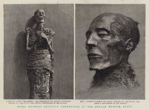 Koninklijke mummies onlangs ontbonden in het Boulak Museum, Egypte door English School