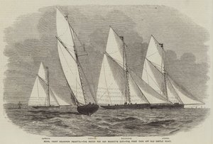 Royal Yacht Squadron Regatta, de Wedstrijd voor de Beker van Hare Majesteit, de Eerste Tack bij Old Castle Point door English School