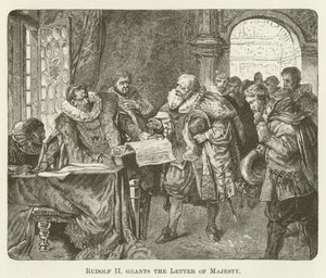 Rudolf II verleent de Majesteitsbrief door English School