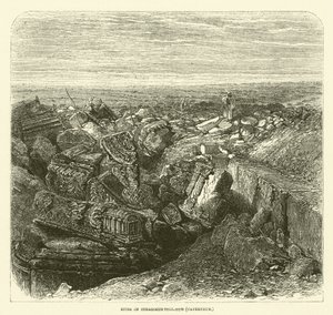 Ruïnes van synagoge Tell-Hum (Kapernaüm) (gravure) door English School