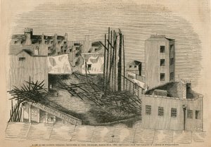 Ruïnes van het Olympisch Theater, verwoest door brand, 29 maart 1849 door English School