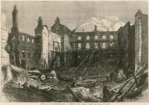 Ruïnes van het Surrey Theatre op dinsdag, de ochtend na de brand door English School