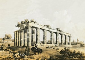 Ruïnes van de tempel in Korinthe door English School