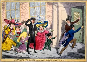 Rennen naar Dekking met de Familie Bore in Volle Vaart, ca.1830 door English School