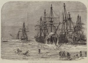 Russische schepen bevroren bij de monding van de Dnjepr (gravure) door English School