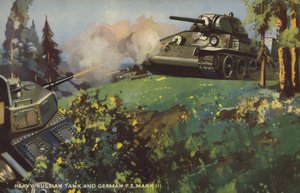 Russische zware tank en Duitse Panzer III, Tweede Wereldoorlog