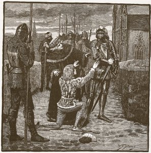 Rutland smeekt Clifford om zijn leven te sparen, illustratie uit Cassells Geïllustreerde Geschiedenis van Engeland door English School