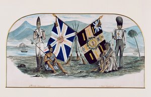 Rutlandshire Regiment, Noord-Amerika 1759, Nieuw-Zeeland 1845, ca. 1850 door English School