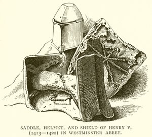Zadel, helm en schild van Hendrik V (1413-1422) in Westminster Abbey door English School