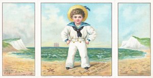 Matrozenjongen op het strand, Kerstkaart door English School