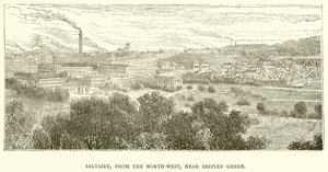 Saltaire, vanuit het noordwesten, nabij Shipley Green door English School
