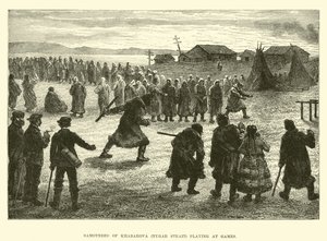 Samojeden van Khabarova (Yugar Strait) spelen spelletjes door English School