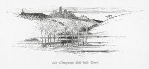 San Gimignano delle belle Torre (litho) door English School