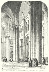 Kathedraal van Santiago. Interieur van het zuidelijke dwarsschip, kijkend naar het noordoosten (gravure) door English School
