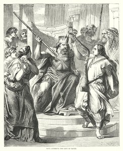Saul probeert David te doden (gravure) door English School