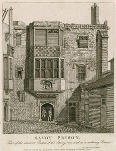 Savoy Prison, deel van het oude Paleis van de Savoy, nu gebruikt als militaire gevangenis door English School