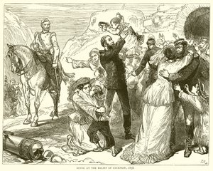 Scène bij de bevrijding van Lucknow, 1858 door English School