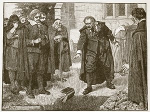 Scène bij de begrafenis van Chillingworth, illustratie uit Cassells Illustrated History of England door English School