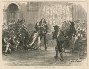 Scène uit Charles I in het Lyceum Theatre, Londen door English School