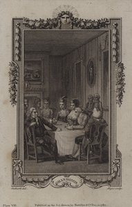 Scène uit De geschiedenis van Sir Charles Grandison, door Samuel Richardson door English School