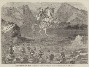 Scène uit de Nieuwe Pantomime van "Harlequin and O