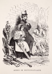 Scène in Petticoat-Lane, illustratie uit London Labour and London Poor door Henry Mayhew, pub. 1862