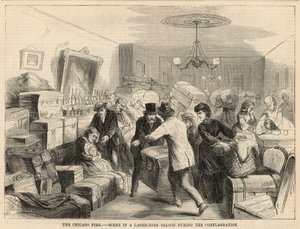 Scène in een lagerbiersalon tijdens de brand door English School