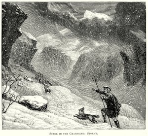 Scène in de Grampians: Stormachtig (gravure) door English School