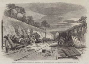 Plaats van het recente spoorwegongeluk bij Winchburgh, op de Edinburgh en Glasgow Railway