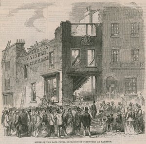 Scène van de recente fatale vuurwerkexplosie in Lambeth door English School