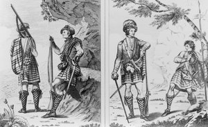 Schotse soldaten van de Hooglanden en een Hooglandofficier en sergeant door English School