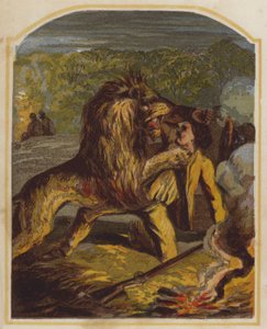 Schotse missionaris David Livingstone aangevallen door een leeuw in Afrika door English School