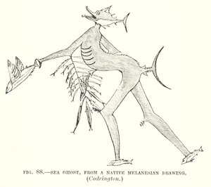 Zeegest, uit een inheemse Melanesische tekening, Codrington