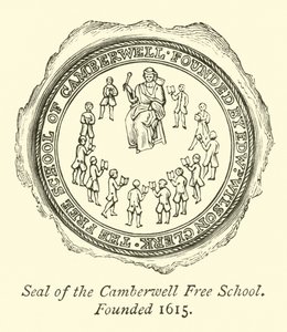 Zegel van de Camberwell Vrije School, Opgericht 1615