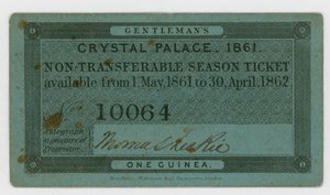 Seizoenskaart voor toegang tot het Crystal Palace, 1861-1862 door English School