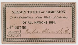 Seizoenskaart voor toegang tot de Grote Tentoonstelling van 1851 door English School